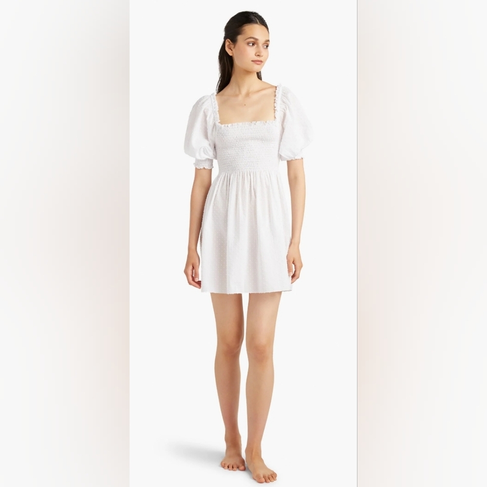 Hill House Sheer White Puff Sleeve Nap Dress